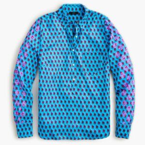 J.Crew Classic popover shirt in layered block print Blue Pink S